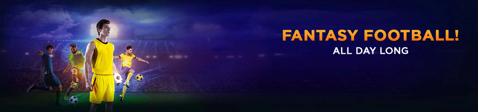 fantasy football banner with 4 soccer player in the picture